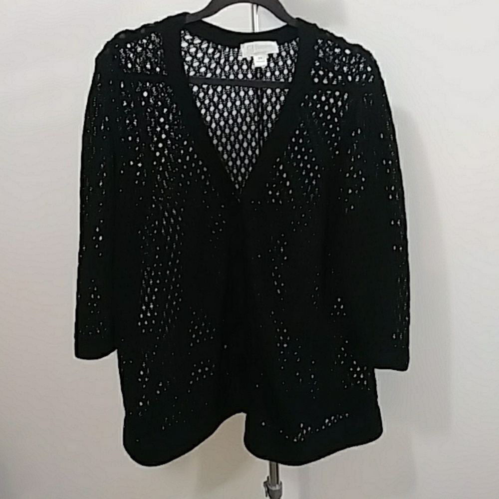 C.J. Banks Loose Knit Black Cardigan Size 2X